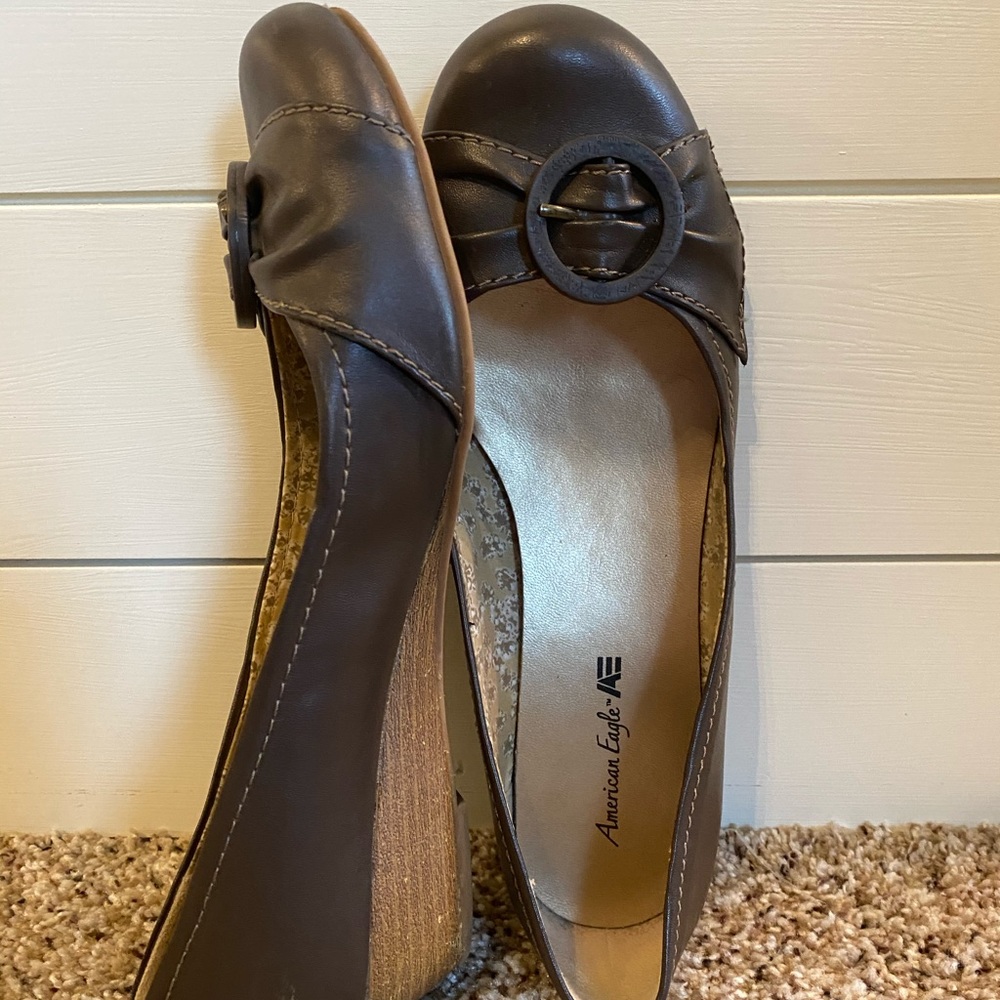 Brown Wedge Low Heel Shoes